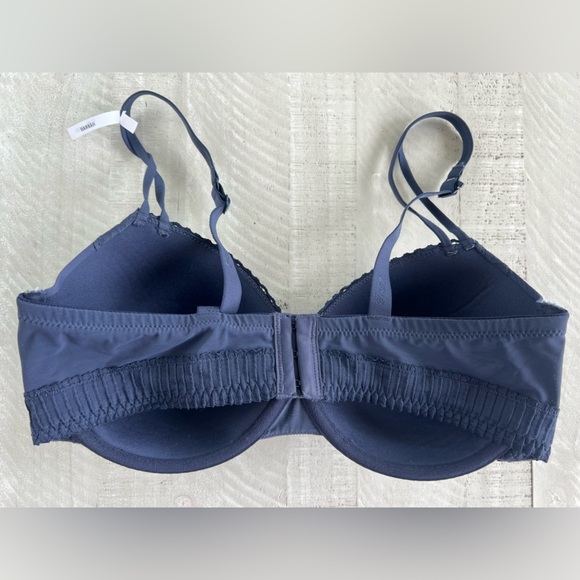 Aerie Hannah Demi Lace Trim Navy Bra size 36DD in Navy Grey Color NWOT - Picture 2 of 9